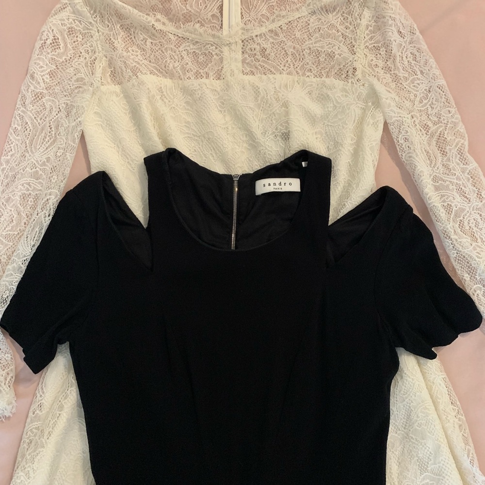 Sandro black dress bundled with Juicy Couture white lace dress